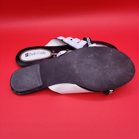 Paolo Conte Black & White Metal Studded Flats Size 5.5 - Picture 4 of 4